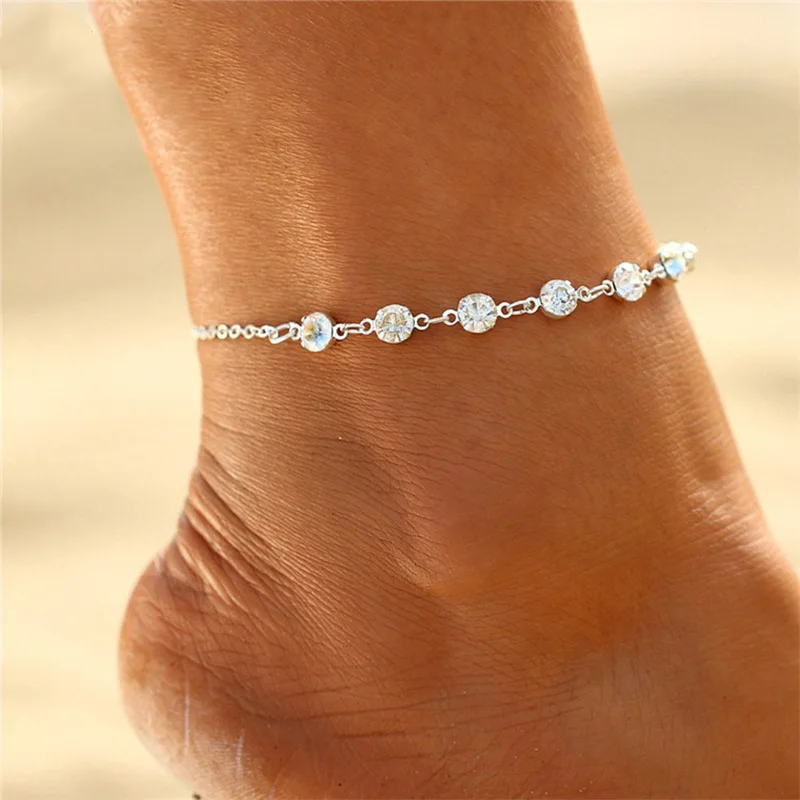 ZG Female Foot Bracelet Bride Anklet Flash Jewelry For Women Ankle Leg Chain Charm Summer | Украшения и аксессуары