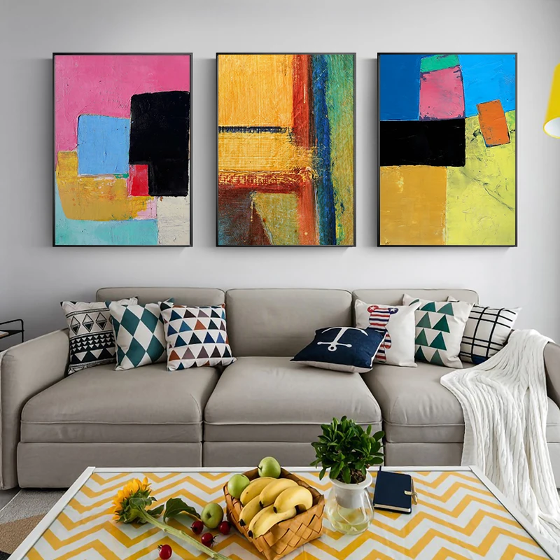 

Abstract Geometric Colorful Oil Painting Canvas Painting Posters Prints Cuadros Wall Art for Living Room Home Decor No Frame