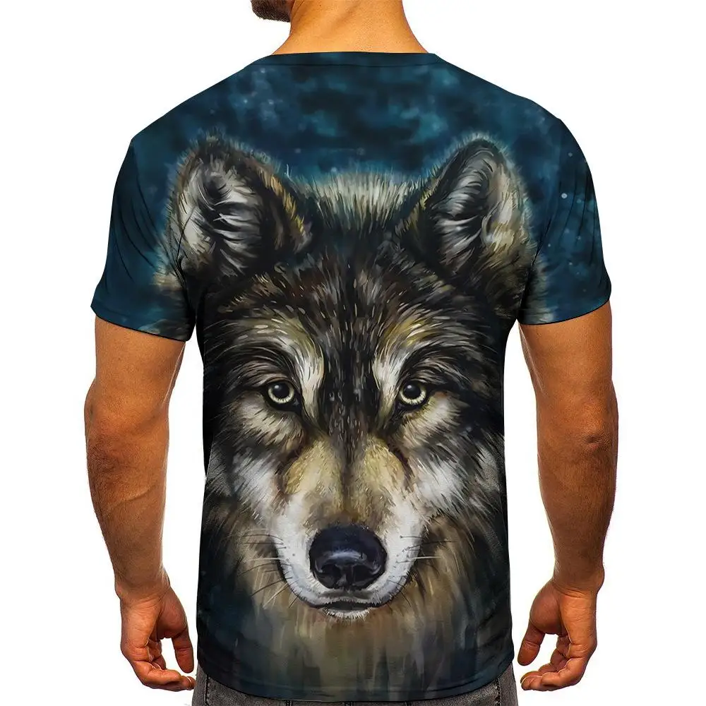 

Men'snew style Summer Personalized T-Shirt Wolf Print T-Shirt 3D Men's Animal Tops T-Shirt Men's Short Sleeve xs-6xl
