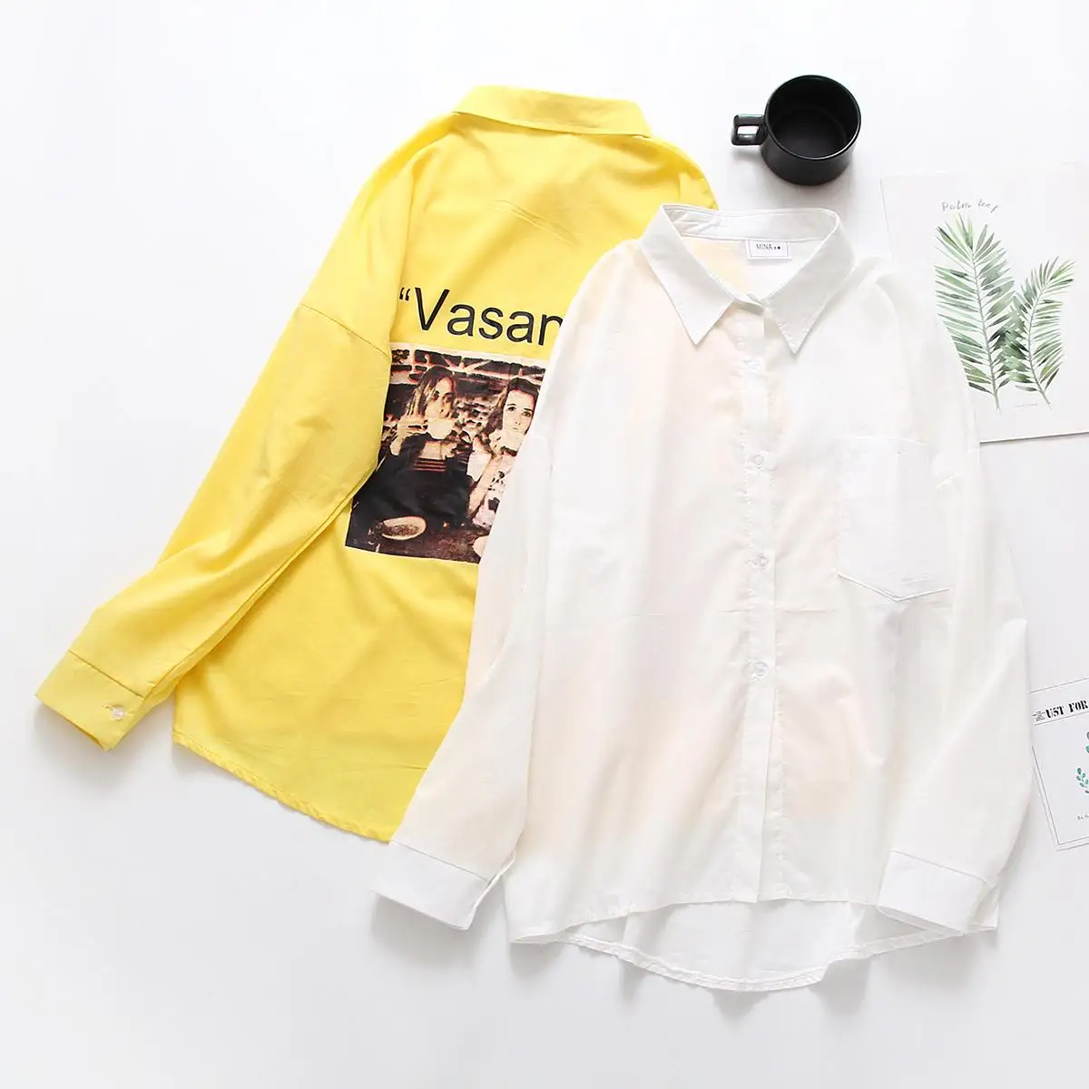 2020 Весенняя мода ulzzang уличная Хлопковая женская блузка с аппликацией блузки