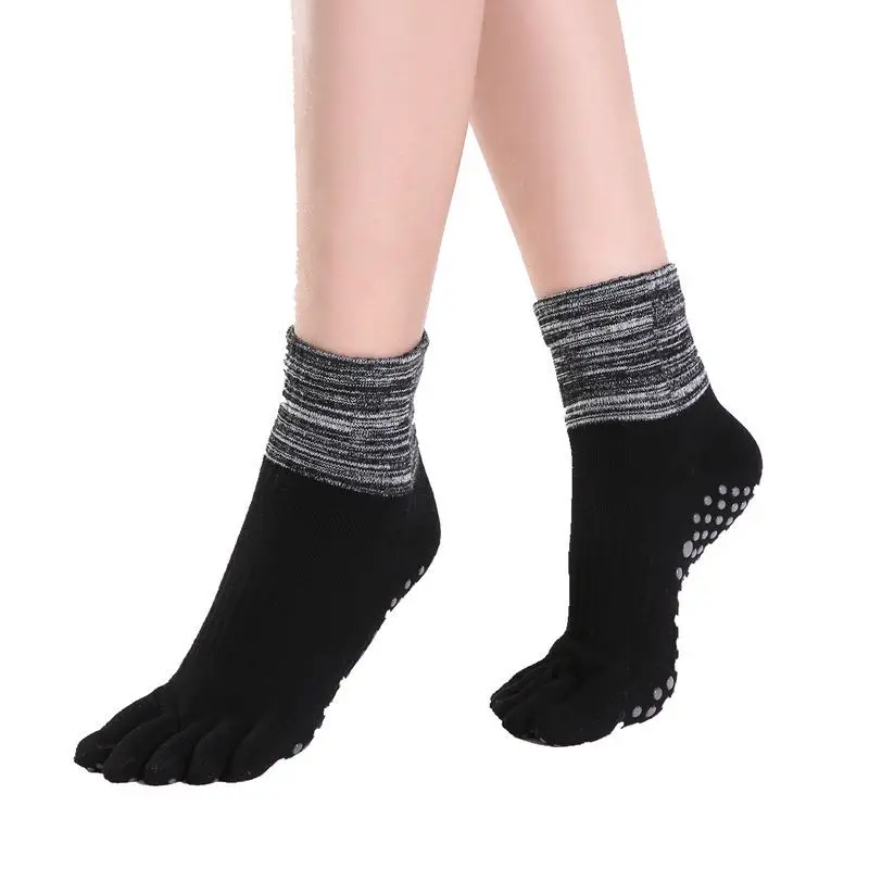 Cotton Thickened Winter High Tube Yoga Socks 3 PAIRS Five-finger Pilates Floor Sports Socks Ballet Sports Socks Female Girl