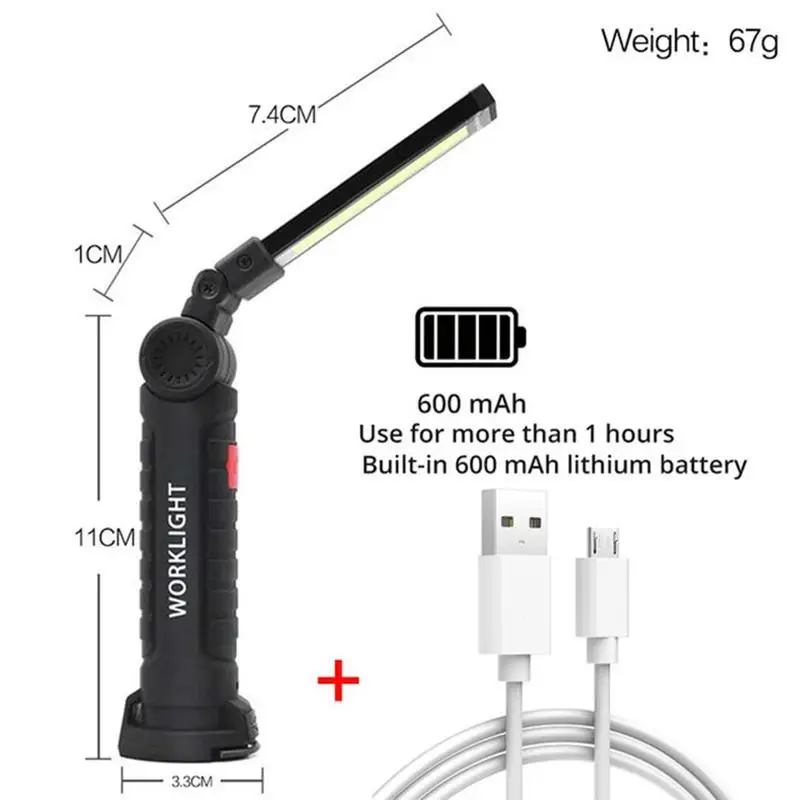 

COB LED Tactical Flashlight USB Rechargeable Torch Waterproof Work Light Magnetic Lanterna Hanging Lamp For Night Lighting