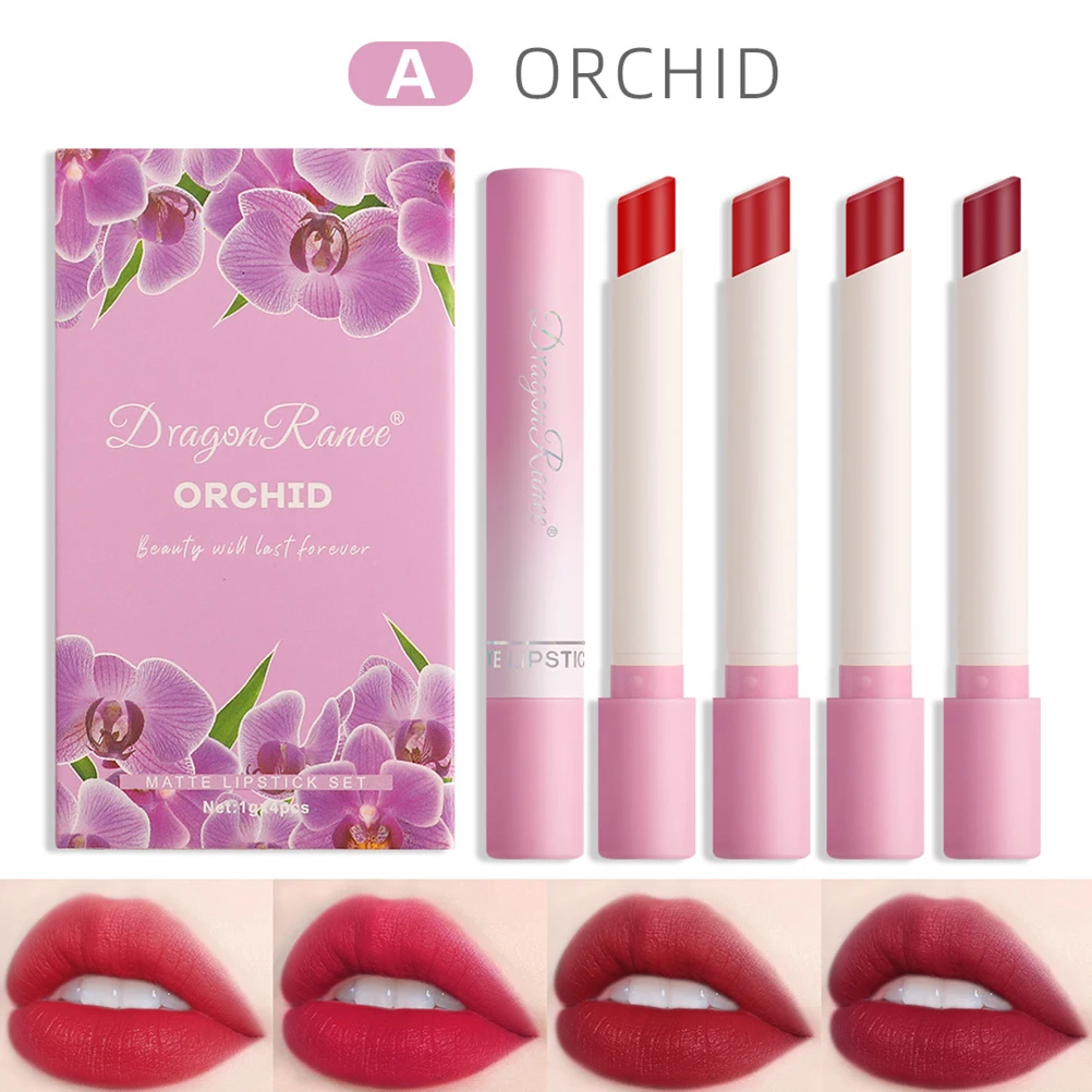 

4 Pcs Matte Lipstick Set Waterproof Long Lasting Velvet Lip Gloss Non-Stick Cup Lip Glaze Lipstick Set Maquillajes Para Mujer