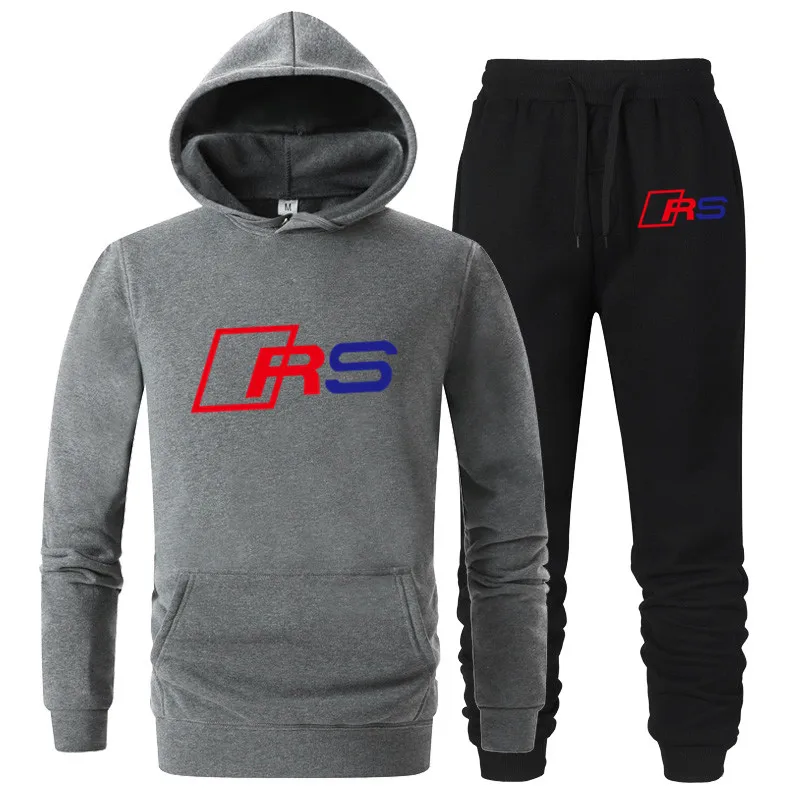 

Men's Patchwork Sweatshirt set Hoodies Clothing Casual Loose Streetwear Male Fashion Autumn Winter Outwear + Pants 2 Piece Sets