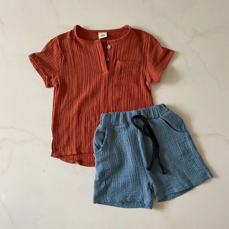 Комплект одежды из 2 предметов для мальчиков и девочек хлопка льна | Детская