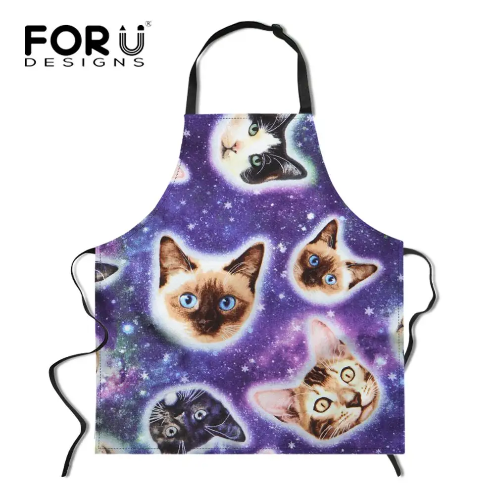 YY0762R FORUDESIGNS/Космический Galaxy Cat кухонный фартук в стиле унисекс Регулируемый поварский фартук без рукавов для приготовления барбекю - Цвет: YY0762R