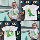 Рубашка с динозавром на день рождения, футболка на день рождения, вечерние футболки для детей, подарок динозавра, модная одежда для маленьких мальчиков, KT-2233