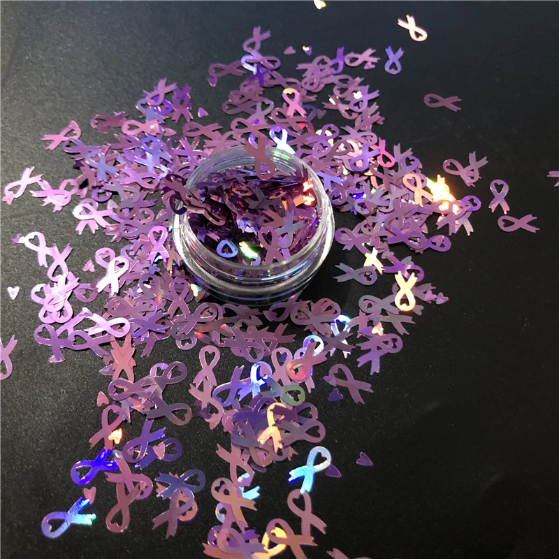 Holo Pink Ribbon 18 цветов радужные одноцветные Радужные Блестки для глаз пудра Пыль для женщин Красота тело лицо Техасская лента форма блесток для украшения - Цвет: Holo Pink Ribbon