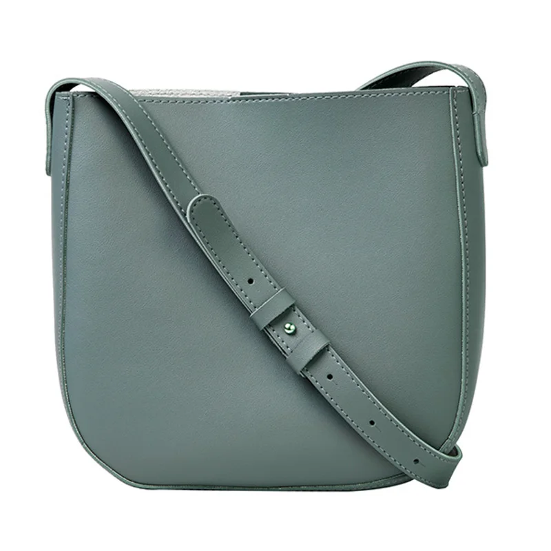 

Solid Color Casual Bucket Bag for Women 2021 New High Quality PU Leather Designer Handbag Large Capacity Shoulder Messenger Bag