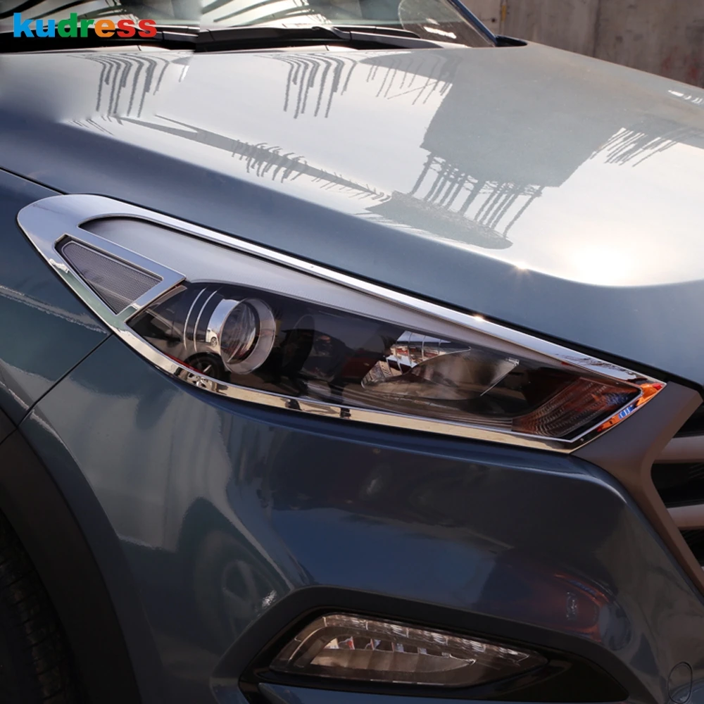 Для Hyundai Tucson 2015 2016 2017 2018 Хром Передняя фара накладка Рамка протектор рамы