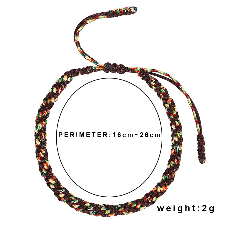 Тибетский буддийский регулируемый браслет ручной работы веревочный на удачу для