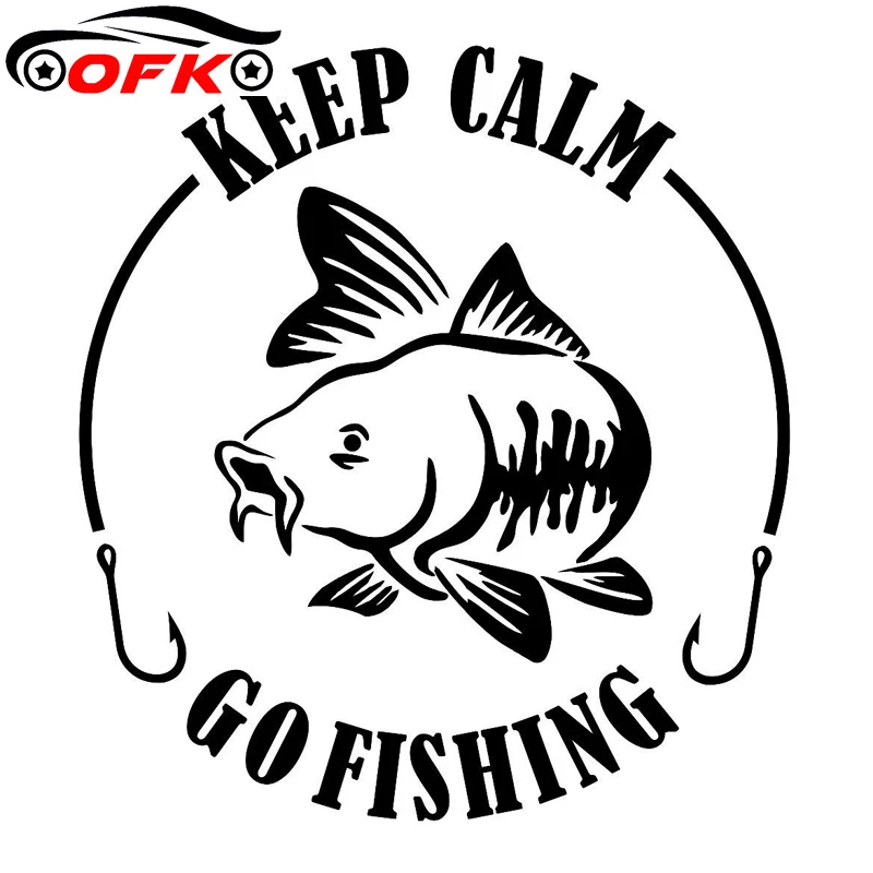 

OFK Keep Calm Go Fishing Fashion Car Styling Vinyl Car Sticker 15.2cm*15.4cm