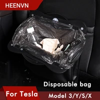 heenvn 2021 new for tesla model 3 2021 accessories seat back trash bag storage box leather seat back organizer bag interior