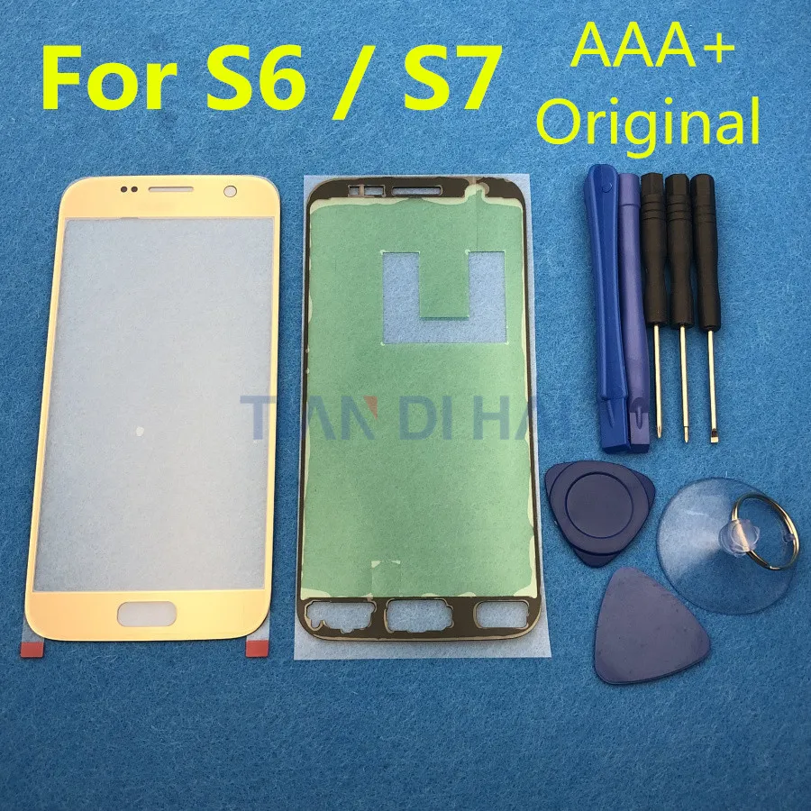 Экран передняя стеклянная линза Замена для samsung Galaxy S7 G930 G930F S6 G920 G920F сенсорная панель стекло+ Клей Инструменты