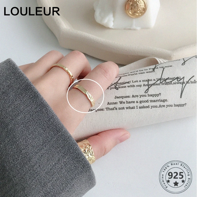 LouLeur, вогнутые выпуклые бумажные тонкие кольца из фольги, Стерлинговое Серебро 925 пробы, шикарные Необычные элегантные женские открытые кольца, праздничные украшения, подарок