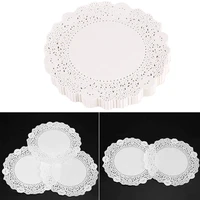 100 pieces round paper doilies white lace round paper doilies cake packaging pads for party or wedding table decoration