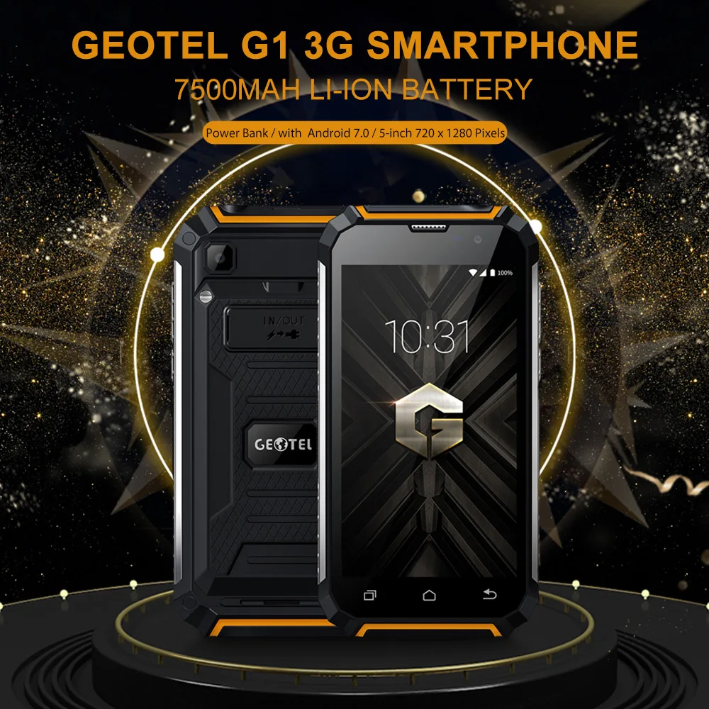 GEOTEL G1 5-дюймовый 3g Смартфон Android 7,0 2 Гб Оперативная память 16 Гб Встроенная память MTK6580A 4-х ядерный 1. 3g Гц водостойкий 7500 мАч мобильных сотовых телефонов