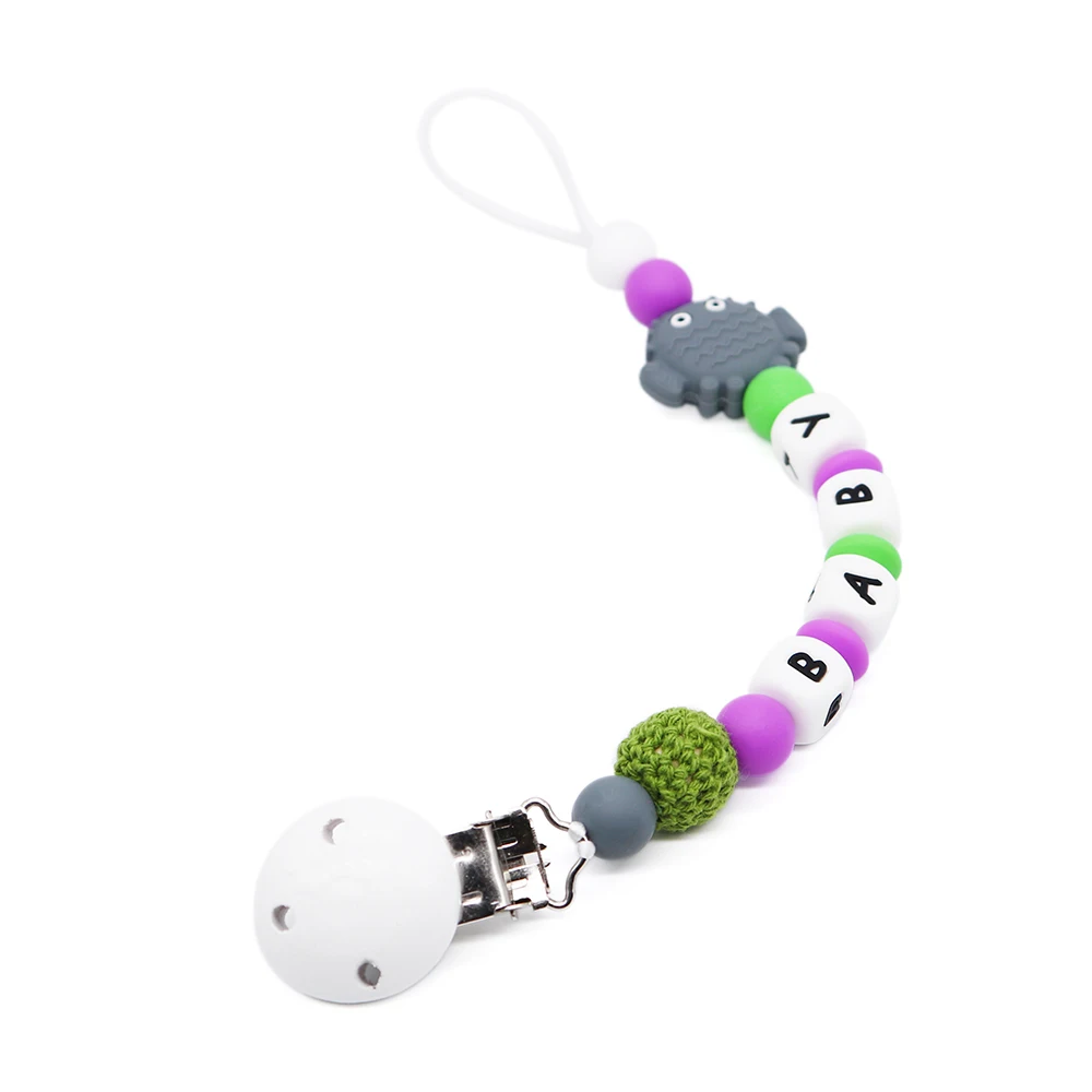 

Handmade Teething Chain Food Grade Silicone Round Beads and Double Wooden Cirque Cute BPA Free DIY Teething Chain On Sale