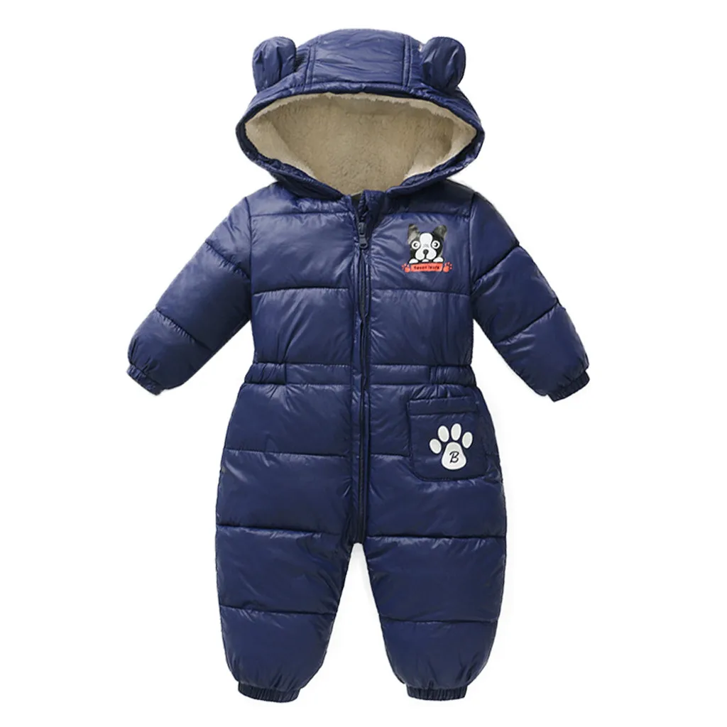 Зимние комбинезоны с капюшоном для маленьких мальчиков и девочек Теплая