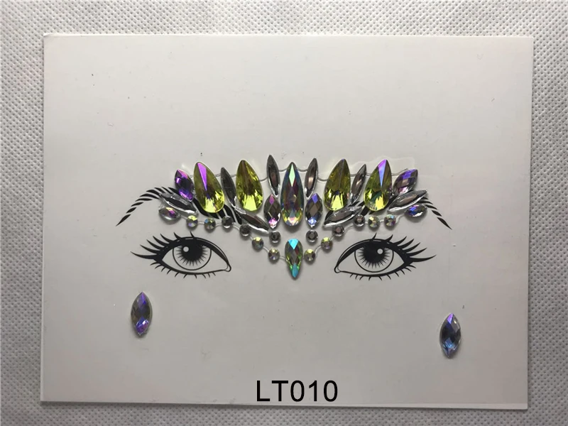 LT010 Временные Стразы, блестящие тату-наклейки, украшения для лица, драгоценные камни, праздничные вечерние украшения для макияжа, украшения для тела, флэш-поддельные временные татуировки - Цвет: LT010