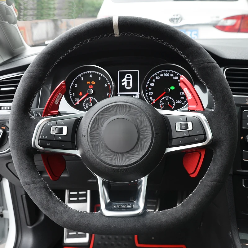 

Carbon fiber Black Suede Car Steering Wheel Cover for Volkswagen Golf 7 GTI Golf R MK7 Polo Scirocco 2015 2016
