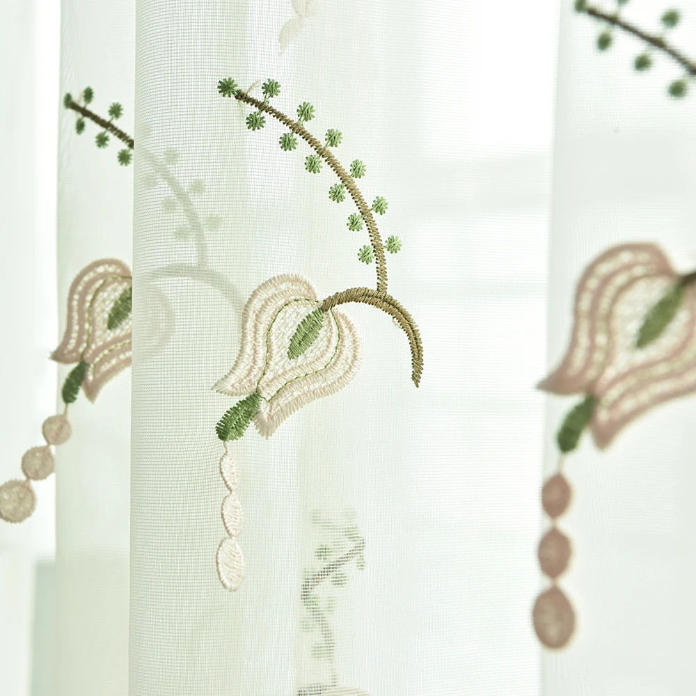 Рельефная вышитая пряжа для окна спальни Роскошная Цветочная деревенская