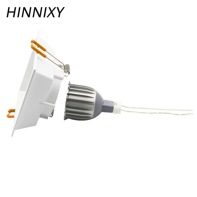 Hinnixy Square Double Rings Anti-glare Fitting Downlights MR16 GU10 85-265V 90mm Cut Hole Deep Concave Recessed Home Lighting | Лампы и