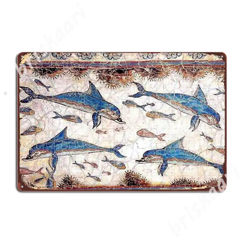 

Minoan Dolphins Fresco Metal Signs Wall Decor Retro Club Party Club Bar Tin sign Posters