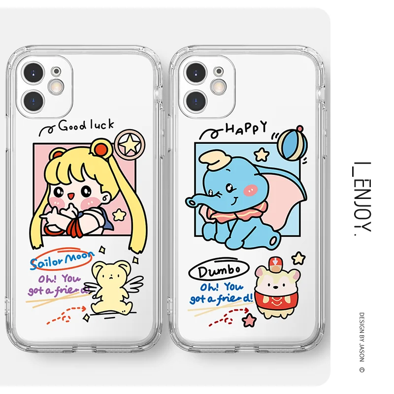 

Soft Silicone Couple Cute Cartoon Phone Case Shockproof Cover for iPhone 13 12 11 Pro Max SE 2020 X XR XS ip 8 7 6 6S Plus Clear