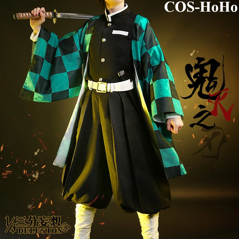 

COS-HoHo Anime Demon Slayer:Kimetsu no Yaiba Kamado Tanjirou Agatsuma Zenitsu Uniform Cosplay Costume Halloween Outfit For Men