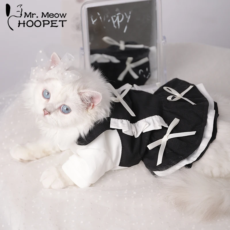 

Hoopet Butterfly Cute Clothing For Cats Maid Cosplay Suit For Cat Soft Cat Clothes Halloween Costumes For Women Cat Accessories