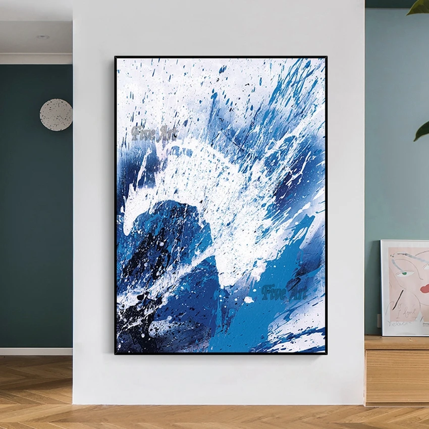 

Hand Painted Knife Sea Wave Canvas Oil Painting Home Entrance Decoration Wall Hanging Picture Art Cheap Hot Selling Paintings