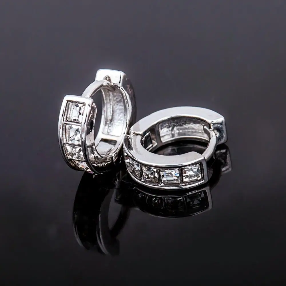 Винтажные женские круглые серьги с кубическим цирконием белым камнем роскошные