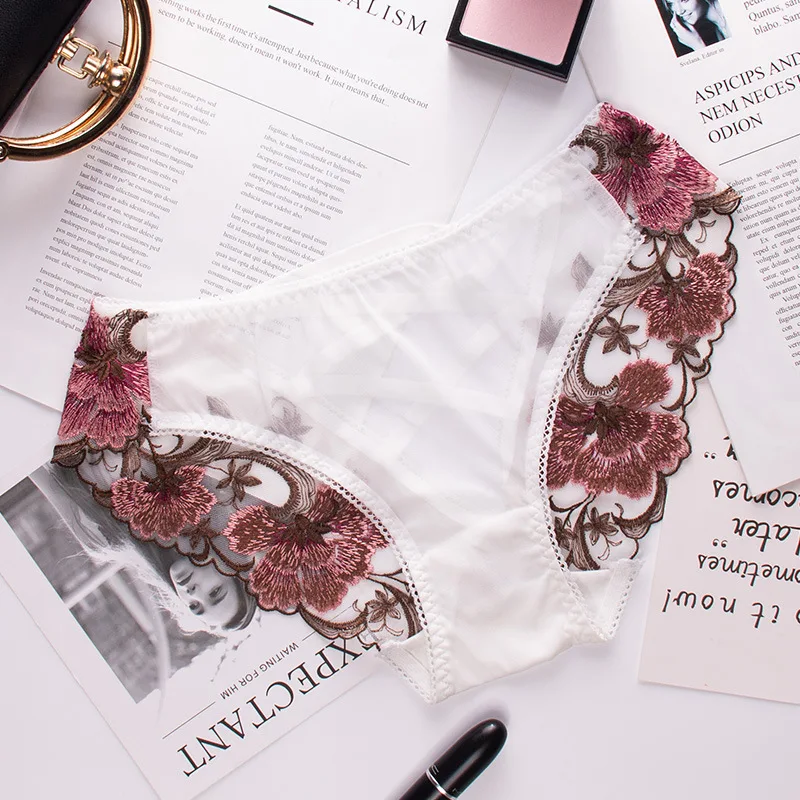 Roseheart/модные розовые кружевные хлопковые трусики с вышивкой вырезами и низкой