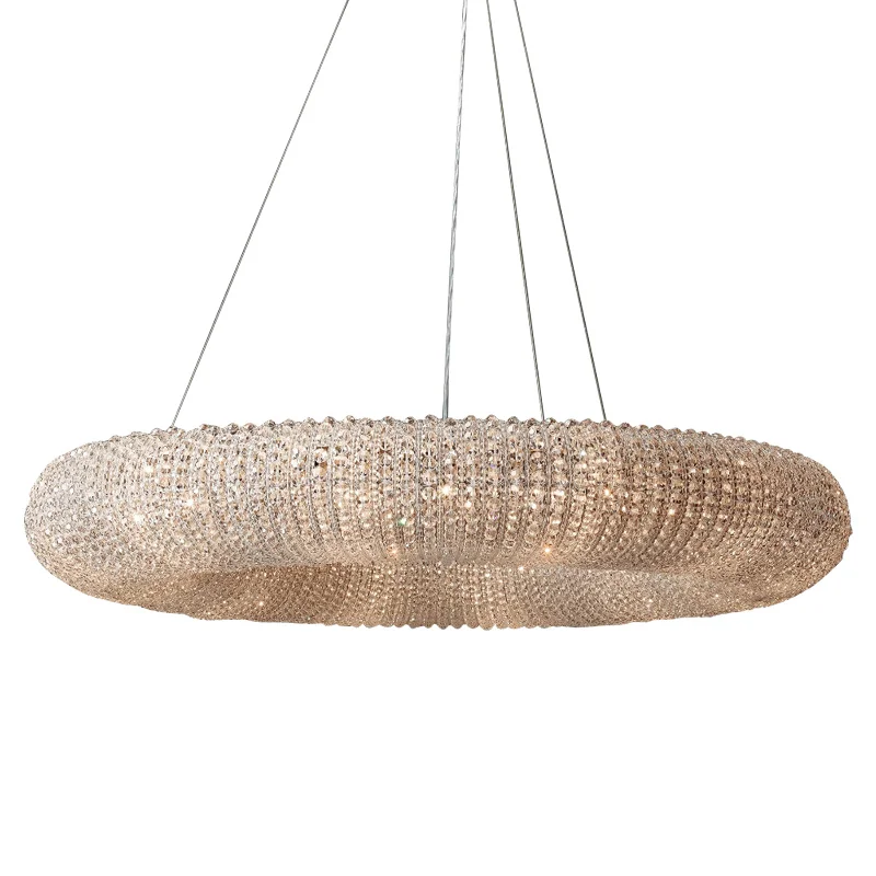 

Round crystal chandelier simple villa living room creative lighting post modern light luxury dining room bedroom chandelier