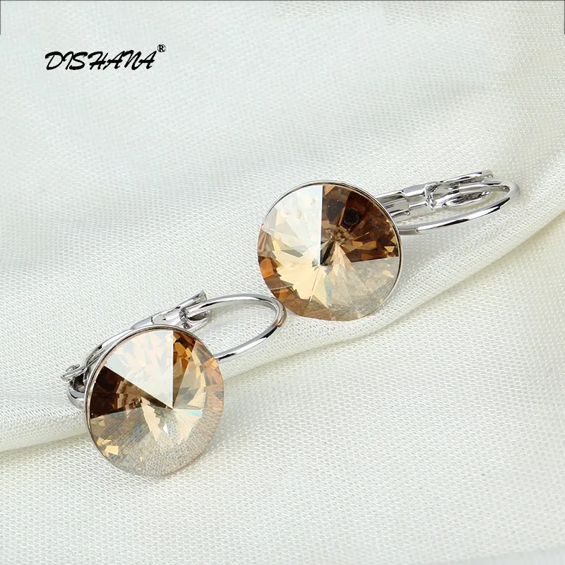 platinum plating Модные Винтажные классические серьги золотистого цвета для женщин, серьги-капли красного цвета из австрийского кристалла, Круглый E0001-3 с камнем - Окраска металла: platinum plating