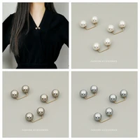 fashion pearl brooch 3pcs artificial double headed pearl looper right angle