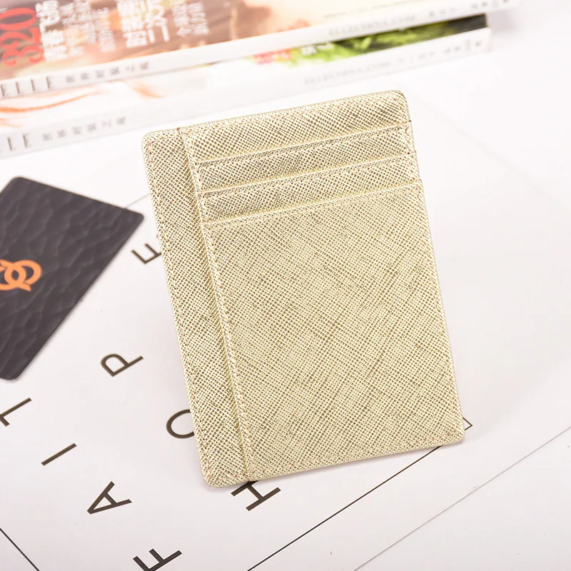 Split Leather Card Holder Men Women Slim Fashon Case  Bank Cards Solid Color Credit ID Card Holder  for Visa Black Brwon