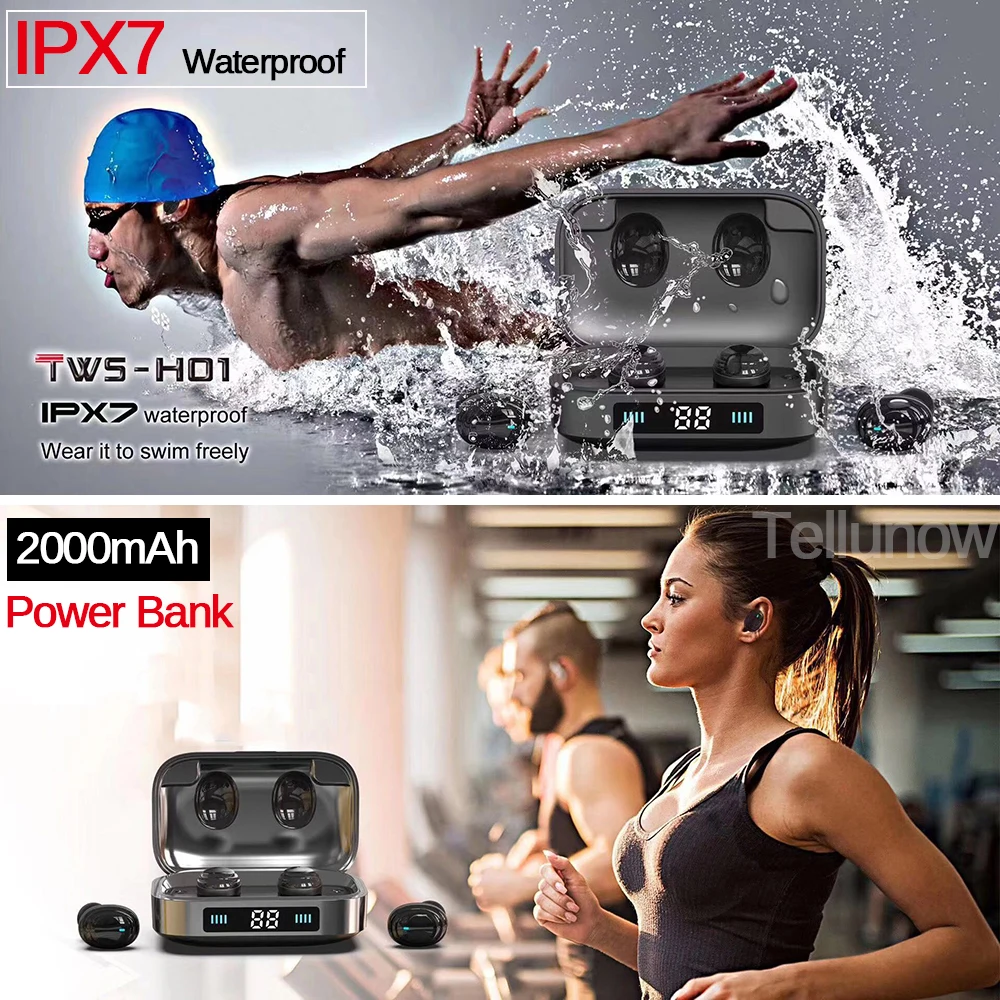 

2020 TWS Bluetooth Earphones Bluetooth 5.0 Earcups 9D Stereo Music Headset Touch Control LED Display 2000mAh Power Bank Earphone