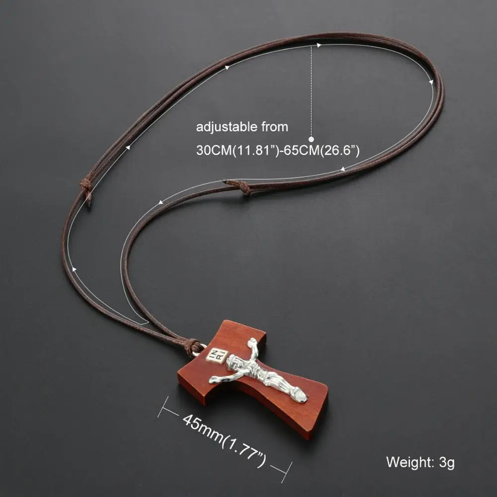 Подвески из натурального дерева Tau Cross мужские и женские регулируемые веревочные