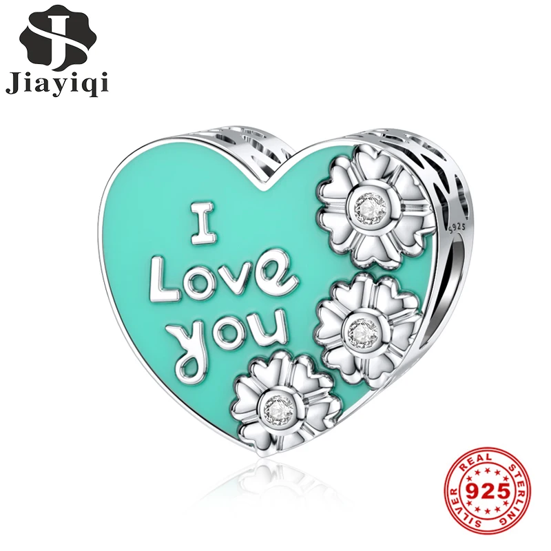 Jiayiqi I Love You подвески в форме сердца 925 пробы серебро капельное масло CZ бусины
