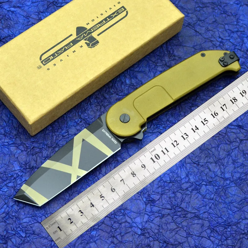 

Extrema Ratio Aluminum Alloy Ball Bearing Pocket Folding Knife Yellow 58hrc Camping Tactical Self Defence Edc Tool Rescue Knifes