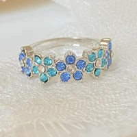 new fashion exquisite blue zircon plum blossom infinite flower crystal ring ol style jewelry womens wedding anniversary gift