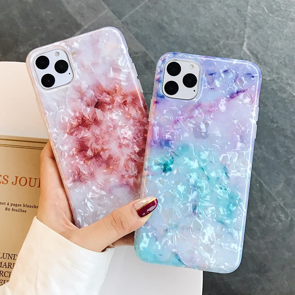 Чехол для телефона LOVECOM для iPhone 11 Pro Max XR XS Max 6 6S 7 8 Plus X Dream Conch Глянцевая мраморная мягкая IMD задняя крышка на весь корпус подарки