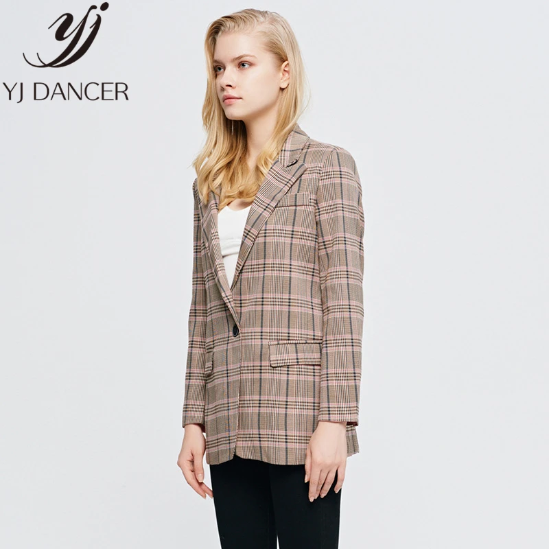 Autumn Winter New Women's Jacket Plaid Casual Lattice Long-Sleeved Straight Blazer Fashion Small Suit Female ZZZ154