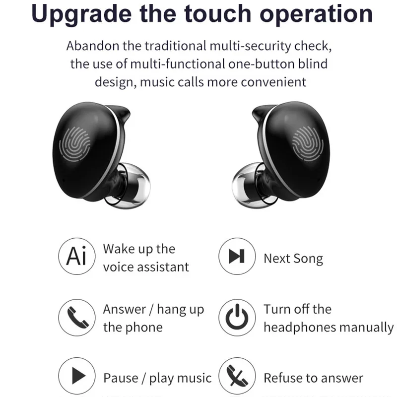 

Bluetooth Earphones With 1200mAh Charging Case HiFi Stereo Wireless Bluetooth Headphones Headsets Sports Earbuds For Phone