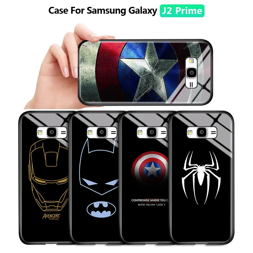 Жесткий чехол для Samsung Galaxy J2 J5 J7 Prime Pro 2018 Marvel Ironman Spiderman закаленное стекло