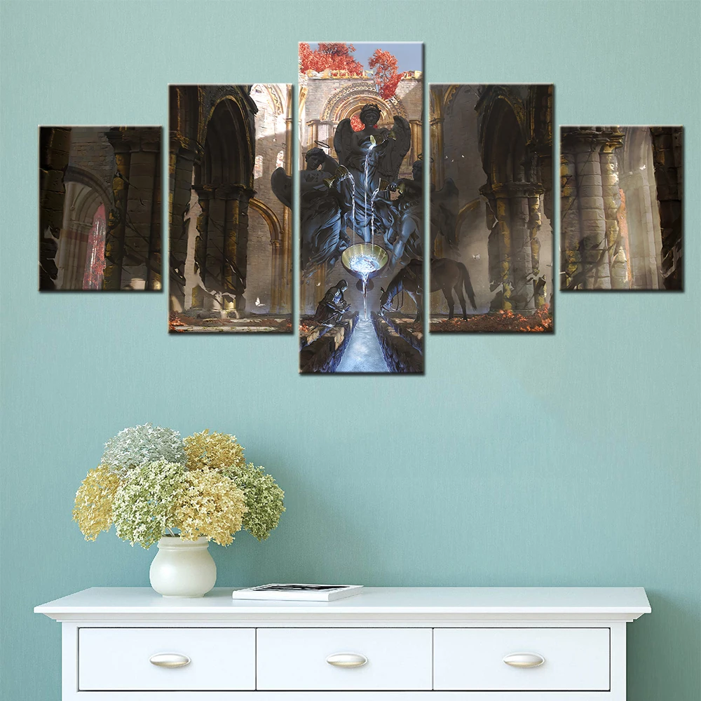 

Canvas Painting 5 Piece Knight Fantasy Medieval Century Park Art Decoration Salon Modern Living Room Wall Art Posters Pictures
