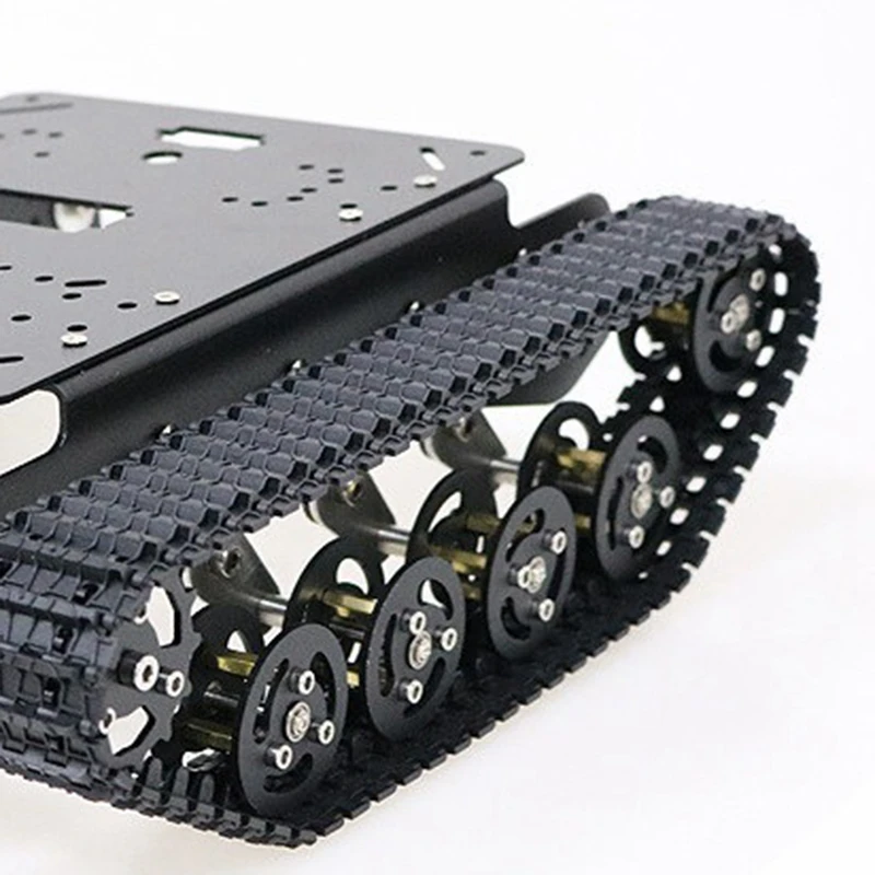 Черный амортизатор металла RC робот танк шасси комплект с треком DC мотор