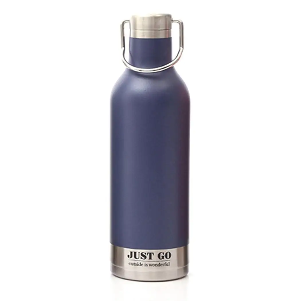 New Outdoor Sports Bottle Stainless Steel Portable Vacuum White/Pink/Gray/Dark blue/Black 500ml Thermos Water Drinking | Дом и сад